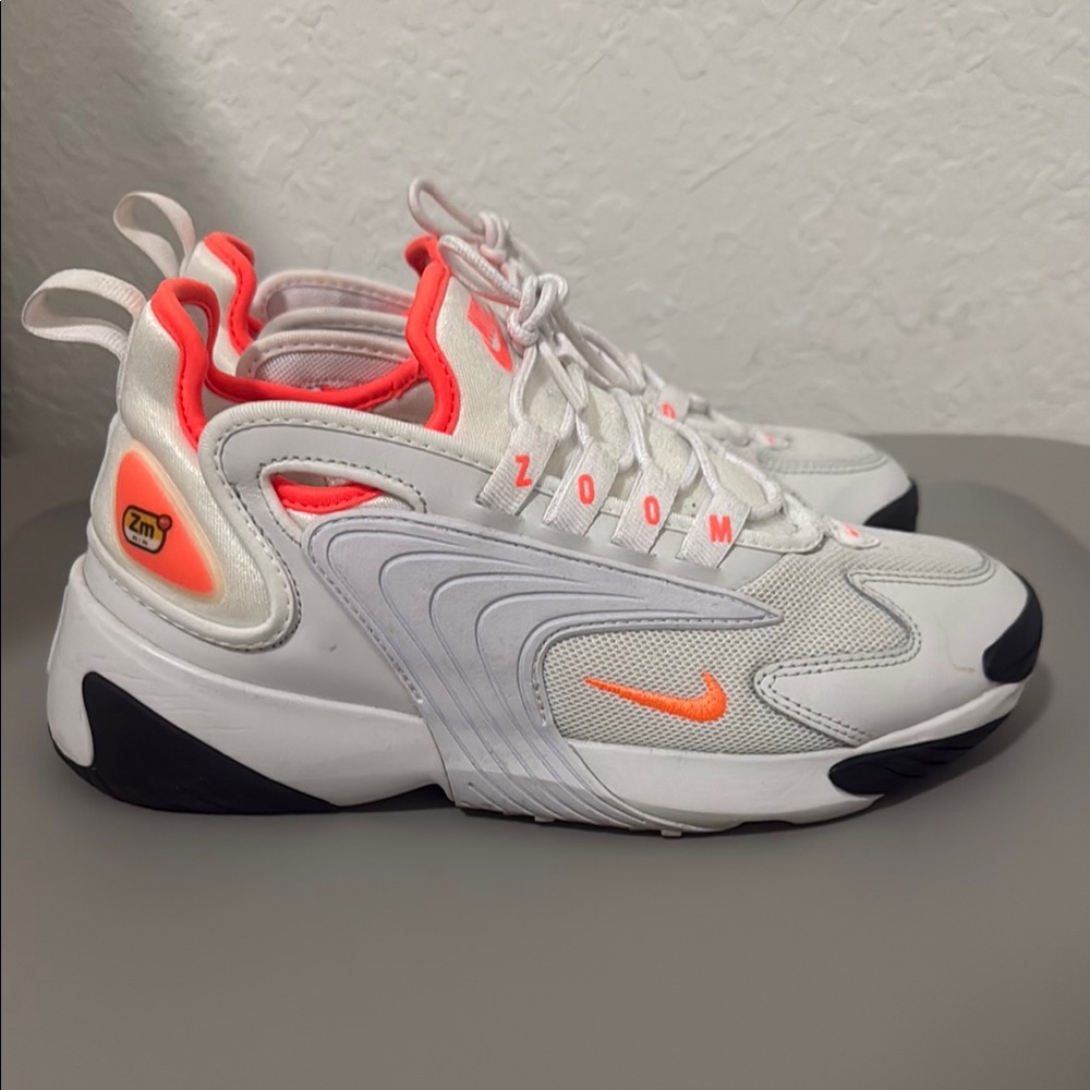 Nike Athletic Shoes White and Orange with Robust Midsole